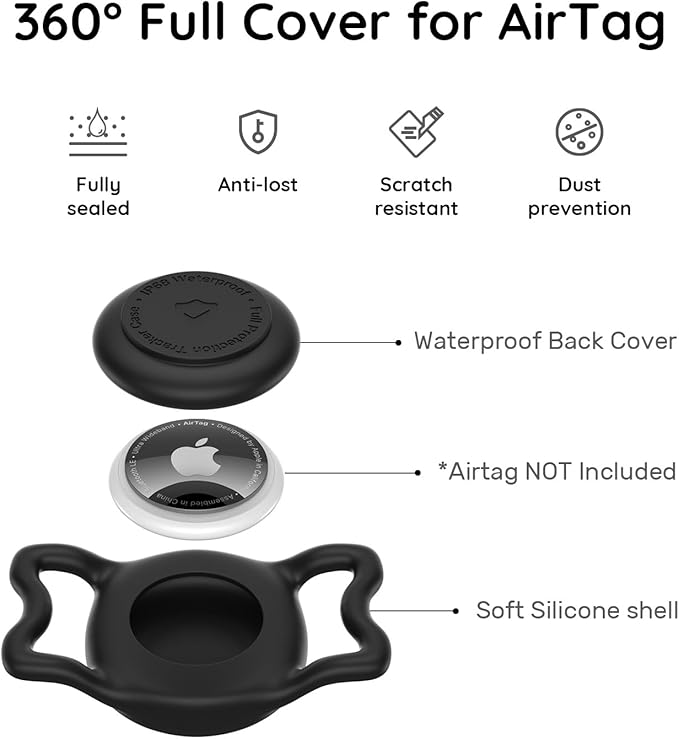 for Airtag Dog Collar Holder, Dog Airtag Holder Waterproof, Lightweight & Soft Silicone Air Tag Case for Pet Collars, Works with Multiple Tracker Tag Products (deep Pink+deep Blue, 2 Pack)