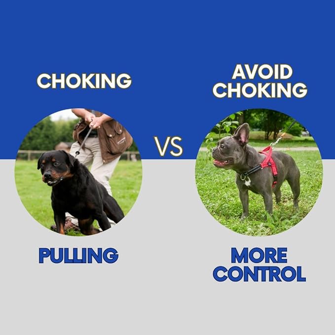 No Pull Dog Harness with Handle, Rear & Front Clip, Adjustable, Easy On/Off, Reflective, Lightweight & Mesh Padded, No Choke. for Small, Medium and Large Dogs (Red-Black, Large)
