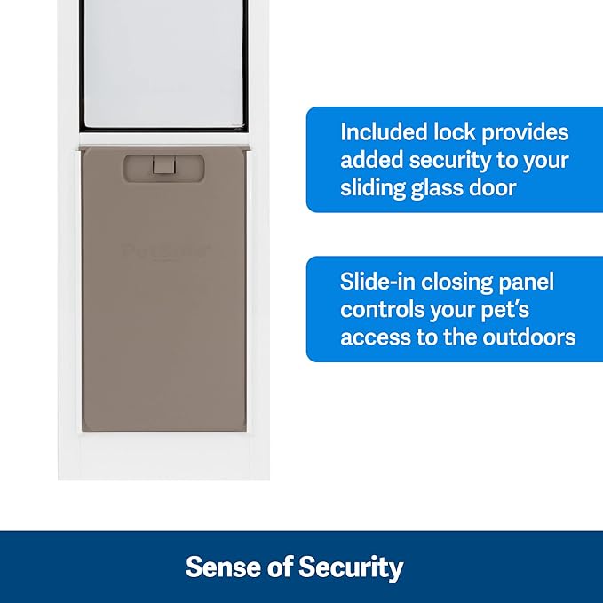 PetSafe Sliding Glass Pet Door - No-Cut DIY Install Doggy Door for Renters - Aluminum Frame - Adjustable Height 75 7/8" to 80 11/16" - Ideal for Small Dogs Up to 15 lb - White