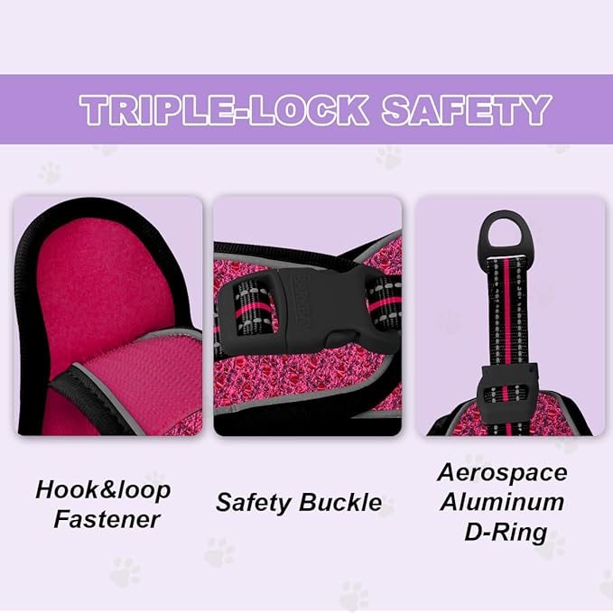 Cat Harness and Leash Set,Escape Proof Kitten Harness,Step in Adjustable Soft Lightweight,Easy Control,Reflective Strips Comfortable for Walking Travel(Pink/Black,XXXS)