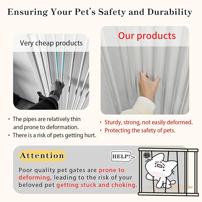 Lumizone Extra Tall Cat Gate 55.12" High Pressure Mounted Extra Wide 2025 New (17 Sizes) 1.37" Gap No Drilling Auto-Close One-Handed Operation Tall Pet Gate for Dogs(White, 55.12" H x 80.12"-84.44" W)