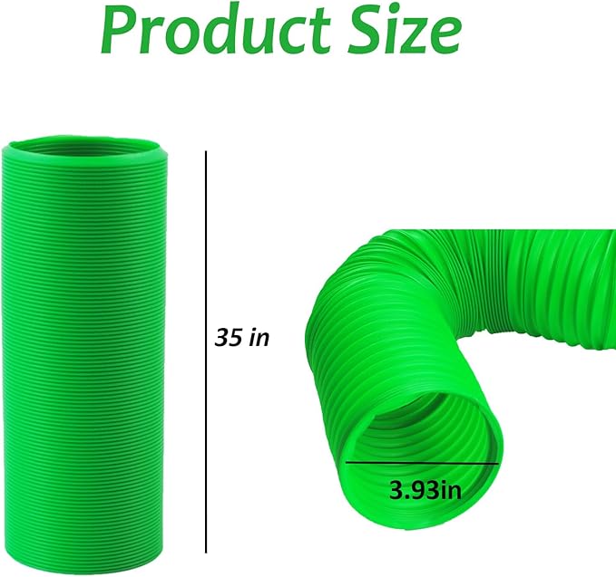 PINVNBY 2 Pcs Plastic Hamster Tunnel Toys,Guinea Pigs Folding Tube Collapsible Ferret Tubes Small Animal Exercising Training Tunnels for Gerbils Rats Mice Ferrets(Green)