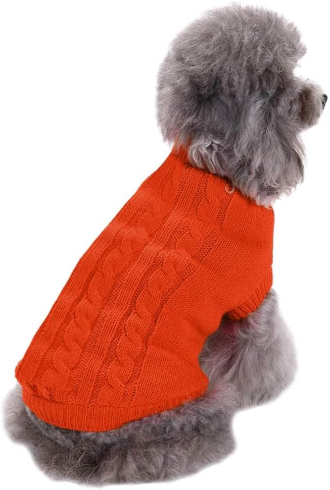 CHBORCHICEN Small Dog Sweaters Knitted Pet Cat Warm Dog Sweatshirt Winter Clothes Kitten Puppy Sweater (Medium, Orange)