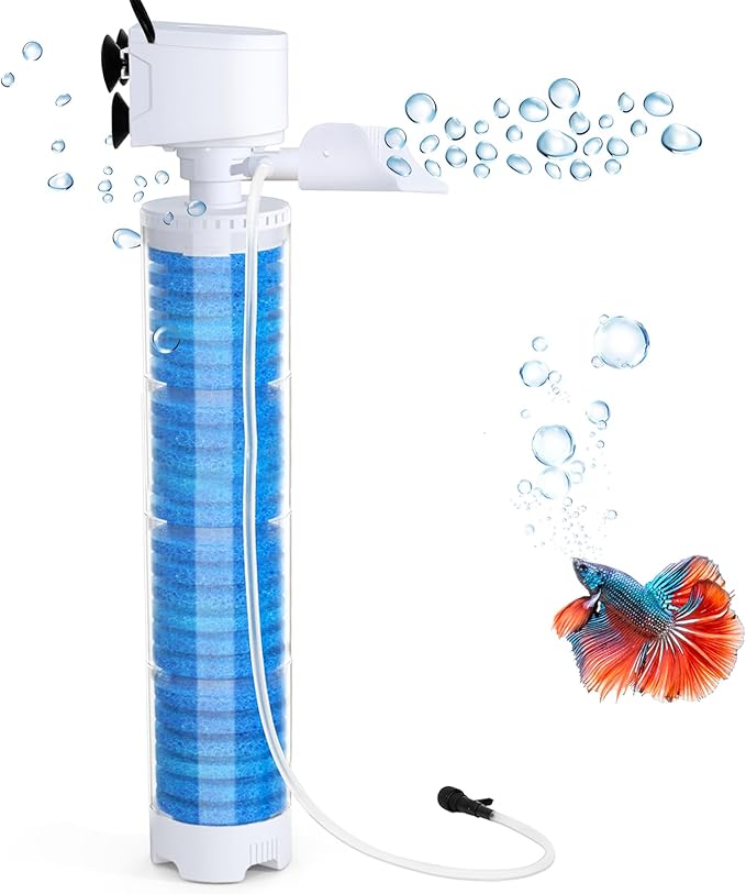 20-100 Gal Multifunction Power Aquarium Filter, Up to 320GPH Adjustable Bubble & Silent Dual Mode Internal Fish Tank Filter for Filtration, Oxygenation, Circulation, Wavemaker