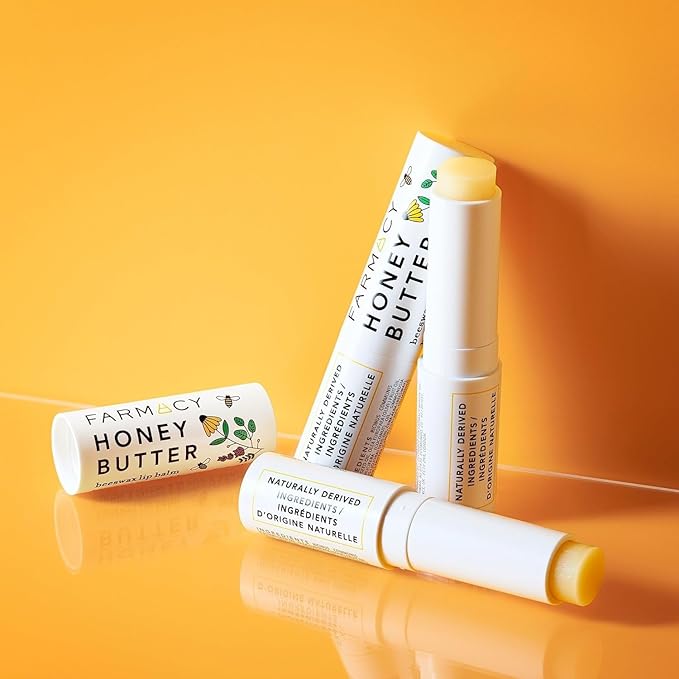 Farmacy Beeswax Lip Balm - Honey Butter Moisturizing Lip Care Enriched with Cupuaçu & Cocoa Butters, Proprietary Honey Blend and Vitamin E to Nourish, Soften & Heal (3.4g) (Pack of 2)