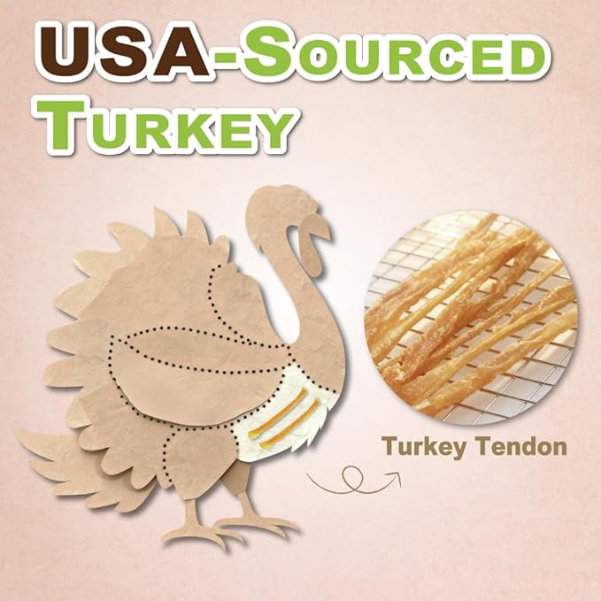 AFreschi Turkey Tendons for Dogs, USA-Sourced, Healthy Dog Treats, Rawhide-Free Puppy Chews, Long Lasting, All Natural, Hypoallergenic Dog Treats, Classic Series, Coil (L), 3 oz Pack