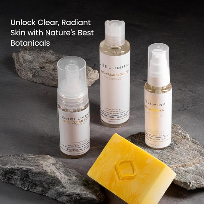 Relumins Pro Clear Skincare Gift Set for Women – Full-Size Acne System w/ Salicylic Acid – Pampering Birthday Gift for Mother, Sister, Girlfriend