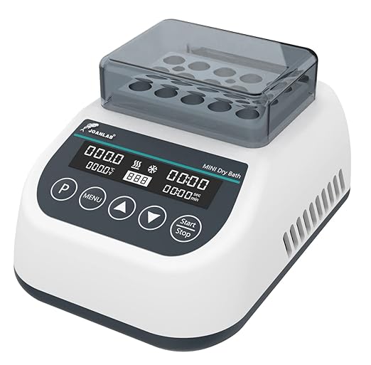 JOANLAB Mini Lab Dry Bath Incubator Digital Laboratory Thermostatic Heater with 1.5ml x 15 Heating Block Programmable Timing Control (Single Heating Function)
