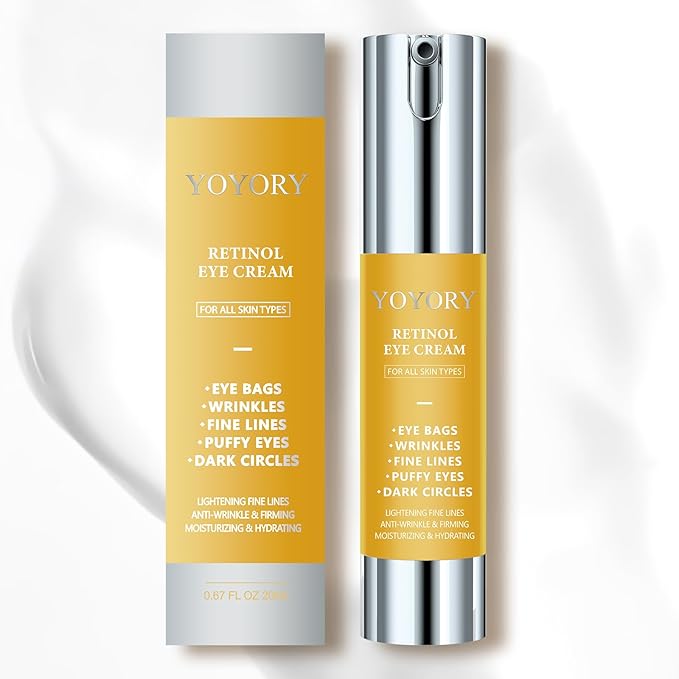 Retinol Eye Cream for Eye Bags - Rapid Under Dark Circles,Wrinkles, Fine Lines, Puffiness | Hydrating Anti-Aging Moisturizer Skin Care, Christmas gifts for Women and men 0.67 fl oz (Yellow)