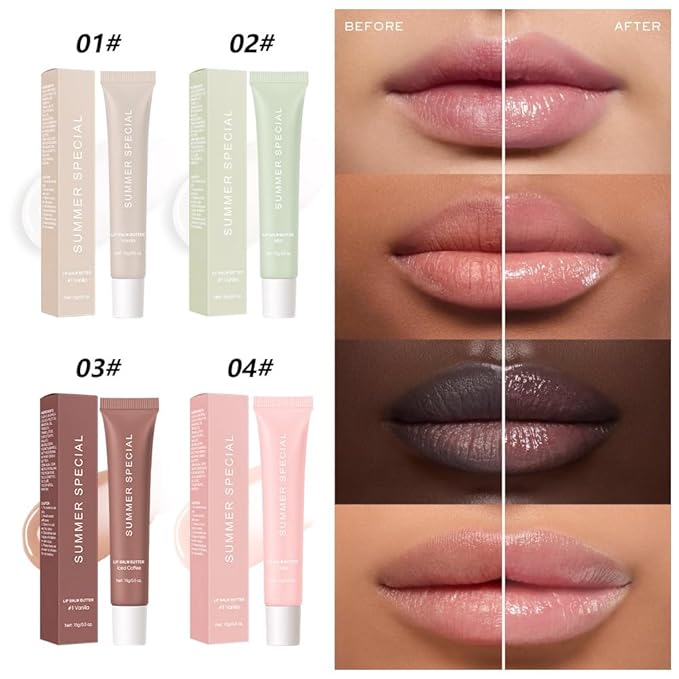 2Pcs Summer Lip Butter Lip Balm, Ultra-Hydrating Natural Vegan Lip Balm, Sheer-Tinted Shine & Hydration, Soothes & Softens Dry Lips Skincare, Bálsamo labial hidratante (#3+4#)