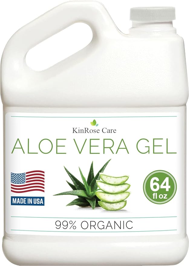 Organic Aloe Vera Gel Bulk - Half Gallon - for Face, Skin, Hair & Sunburn Relief From 100 Percent Pure Aloe Vera - Cold Pressed, Vegan, Unscented - Made in USA (64 Fl Oz)