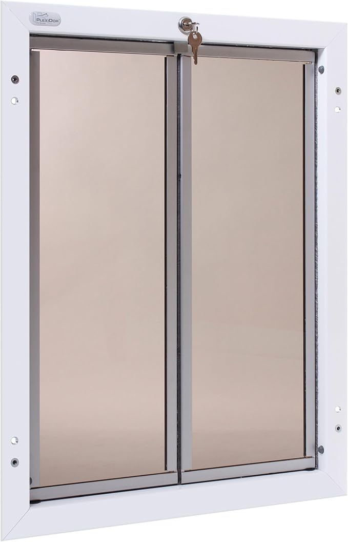 PlexiDor Performance Pet Doors for Dogs and Cats - Door Mount Dog Door with Lock and Key - White, X-Large Sizes