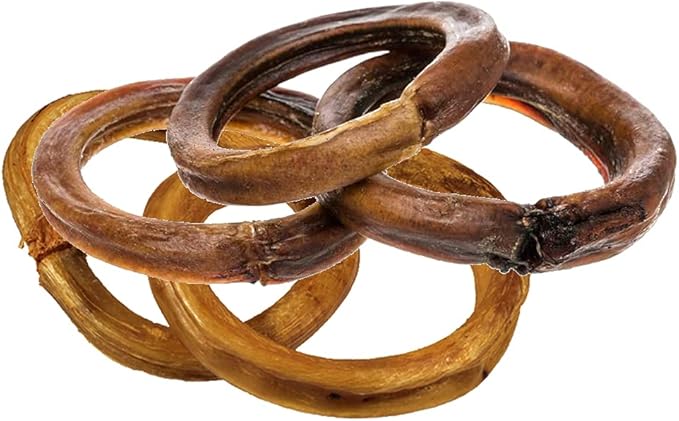 hotspot pets Bully Stick Rings for Dogs (5 Pack) 4 Inch Circles- Premium All Natural Long Lasting Beef Pizzle Dog Chew Treats - Low Odor, Grain Free, Fully Digestible, Rawhide Alternative Chews