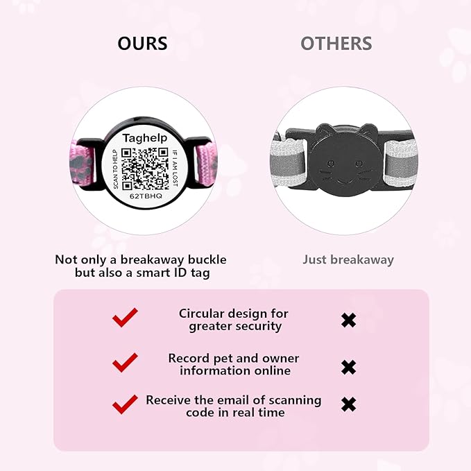 2 Pack Smart Safety Breakaway Cat Collar | QR Code Tag Stores All Vital Info Online | Reflective, Bell & Adjustable for Active Kittens (Blue & Orange)