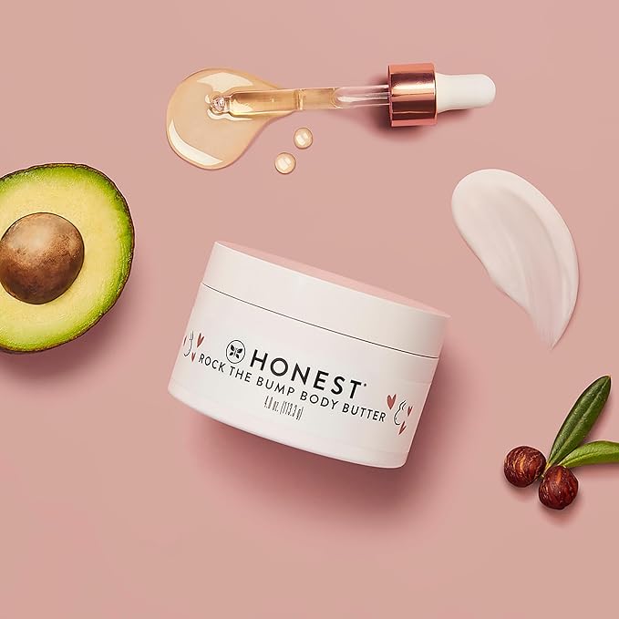 The Honest Company Mama Rock Bump Body Butter Moisturizing Stretch Mark Cream, Shea Avocado Oil, Vitamin E, Hypoallergenic and Dermatologist Tested, 4 oz