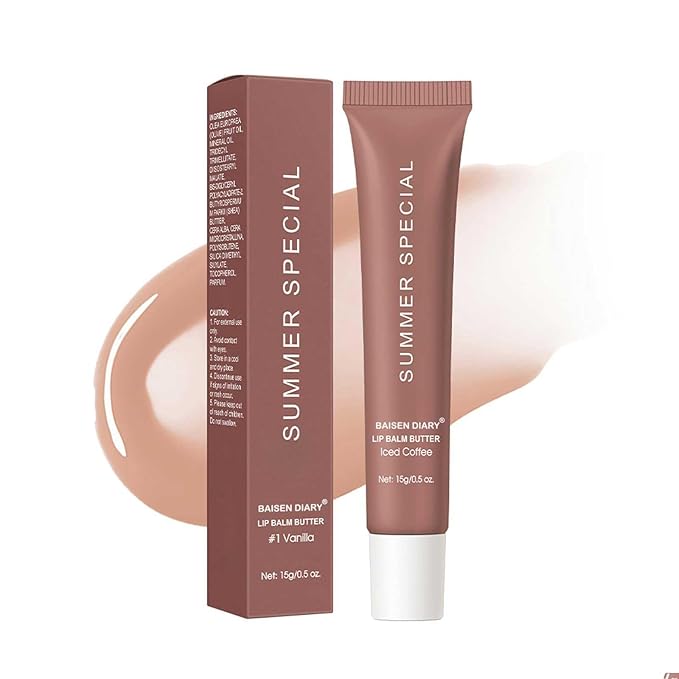 Summer Special Lip Butter Balm - Ultra-Hydrating, Nourishing Lip Care with Natural Ingredients, Shea Butter & Olive Butter, Soothes & Softens Dry Lips (#3 lced Coffee)
