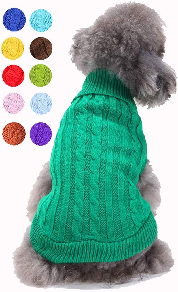 Dog Sweater for Small, Medium, Large Dogs - Warm Winter Classic Turtleneck Pet Clothes - Cute Christmas Coat for Puppies, Cats, Girls, Boys