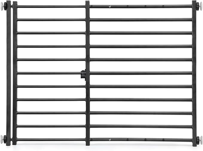 Malier Indoor Dog Gate with Door, 26-41" Extra Wide Full Metal Pet Gate Short Dog Gate for Stairs, Pressure Mount 24'' Tall Small Puppy Gate, Easy Step Over Low Gate for Doorways
