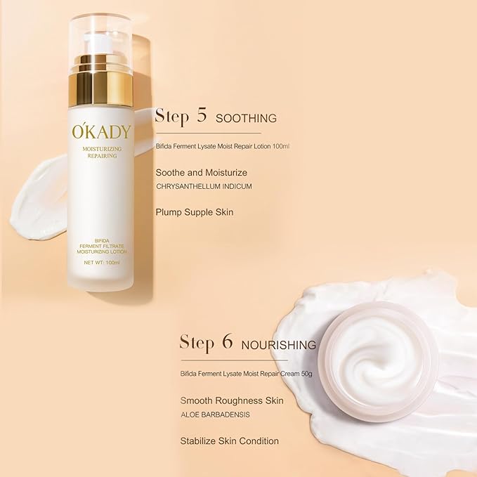 O'KADY Bifida Ferment Lysate Moist Repair Set Skincare set with Bifidobacterium fermentation decomposition ingredients for moisturizing nourishing making the skin soft smooth men's skincare