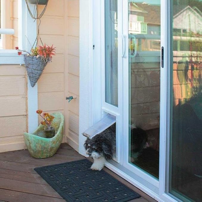 Endura Flap Pet Door for Vinyl Sliding Glass Doors | Weatherproof & Insulated Dog Door for Vinyl Sliders | Durable with Secure Locking Cover | White, Medium Flap, 93.25"-96.25" Slider Height