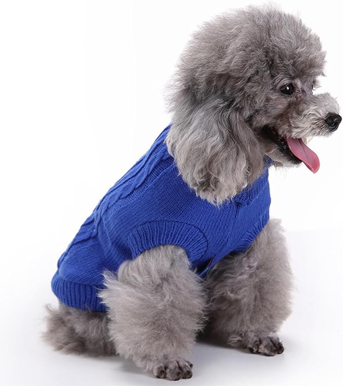 Small Dog Sweaters Knitted Pet Cat Warm Dog Sweatshirt Winter Clothes Kitten Puppy Sweater (X-Small,Dark Blue)