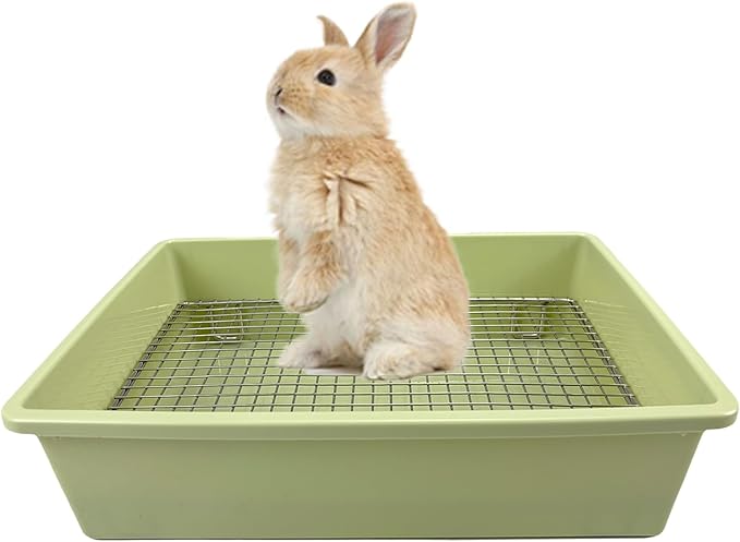 Upgraded Large & Medium Litter Box for Rabbits & Guinea Pigs – High-Capacity Cage Toilet Tray with Elevated Grid & Low Entry Design, Ideal for Bunnies, Ferrets, and Small Pets