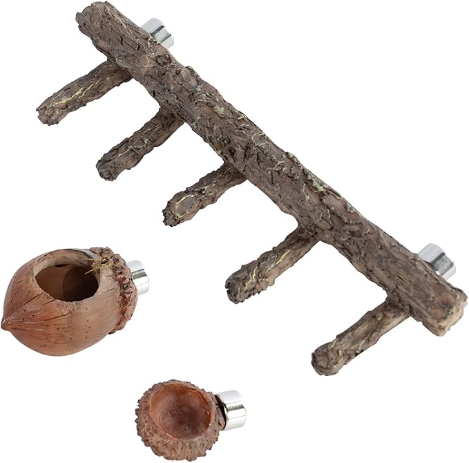 Oiibo Jumping Spider Hideout and Feeding Dish, 3 in 1 Nut Shaped Hide Cave Sets for Spider Playing Feeding Climbing, Enclosure Accessories