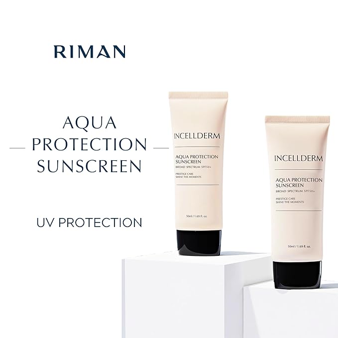 Riman Aqua Protection Sunscreen SPF 50+ | 50 ml | Hydrating, Broad-Spectrum Sunblock | Lightweight, Water-Resistant Formula for UVA/UVB Defense | Daily Use for Healthy, Youthful Skin