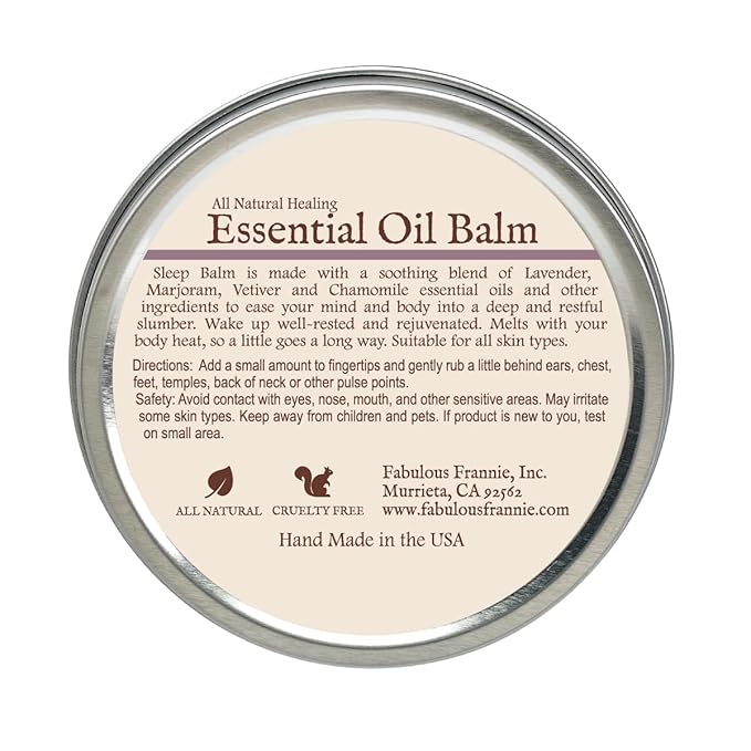 Fabulous Frannie Anxious Healing Balm Made with Pure Essential Oils and Sunflower Oil, Coconut Oil, Shea Butter, Beeswax, Soy Wax, Aloe Vera 3.5oz Tin