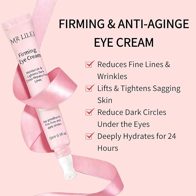 Firming Eye Cream with Hyaluronic Acid, Anti-Aging Unde Eye Cream, Eye Treatment for Dark Circles & Wrinkles - Fragrance-Free, 0.5 oz