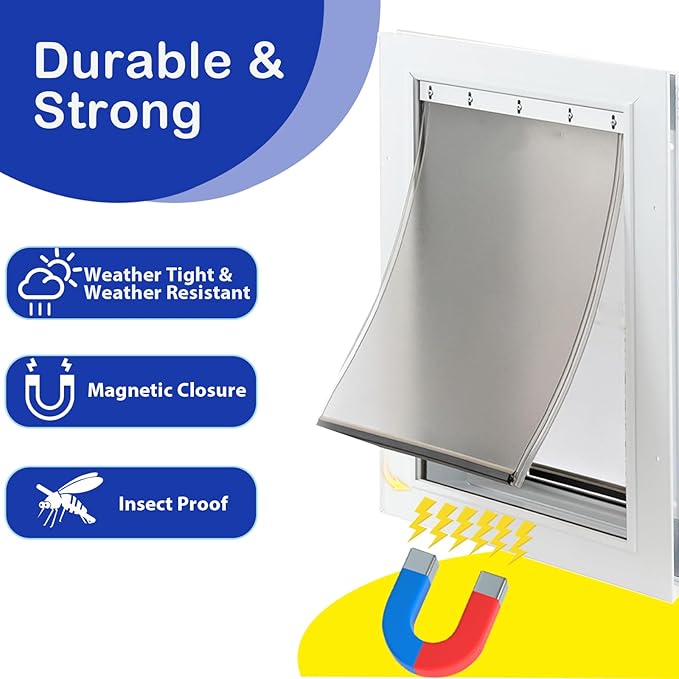 PAC11-11039 Large Dog Door Replacement Flaps with Screws, Compatible with Petsafe Freedom Doggie Doors, 10 1/8" X 16 7/8" Magnetic Closure, Weather Resistant Flexible (Frosted Transparent)