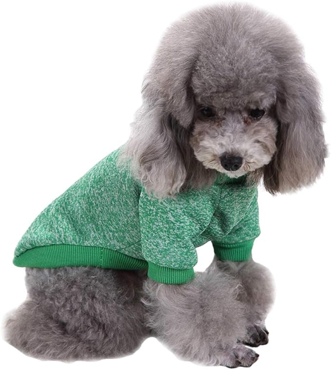 Jecikelon Dog Clothes Dogs Sweater Soft Puppies Clothing Winter Puppy Sweaters Warm Outfit for Dogs Small XXS XS Cat Apparel (Green, S)