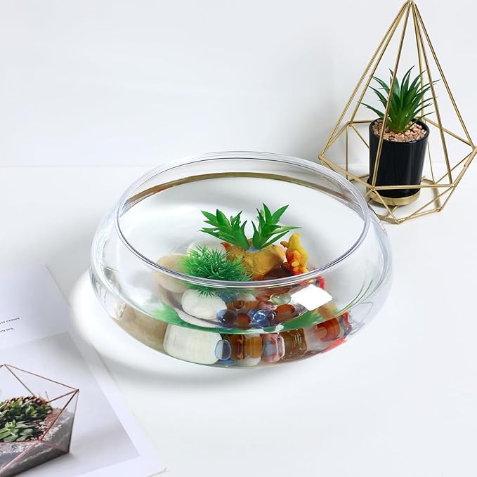SUPVOX Clear Fish Tank Plastic Vase Bowl Wide Mouth Flower Vase Round Terrarium Plastic Hydroponic Planter Floral Container Clear Fish Bowl for Table Centerpiece Home Decoration 2800ml