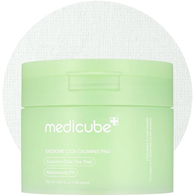 medicube Toner Pads Exosome CICA Tea Tree Calming Toner Pad for Sensitive Skin | Centella Asiatica for Redness, Breakouts | Low-irritating & Hydrating Care | Korean Skincare, 100 Pads (1 Pack)