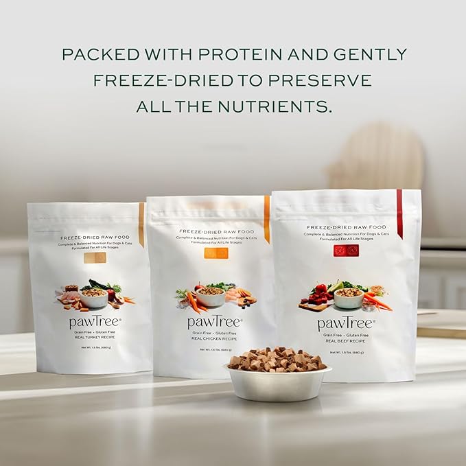 pawTree Freeze-Dried Raw Food for Dogs & Cats. Nutrient-Rich, All-Natural, Complete & Balanced Nutrition. Real Meat, Vegetables & Superfoods, Freeze-Dried for Maximum Nutrition (1.5 lbs, Chicken)