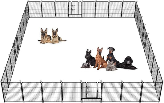 BestPet | Dog Playpen | 32 Inch, 32 Panels | Heavy Duty Metal Pet Exercise Pen | Indoor Outdoor Fence Panels | Rust-Resistant, Removable, Tool-Free Setup | Anti-Skid, Expandable Design