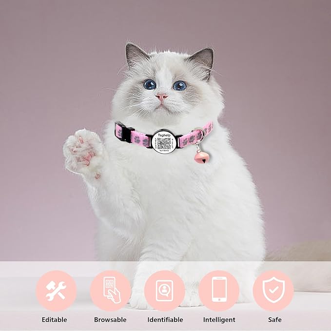 2 Pack Smart Safety Breakaway Cat Collar | QR Code Tag Stores All Vital Info Online | Reflective, Bell & Adjustable for Active Kittens (Blue & Orange)