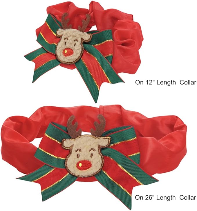 Blueberry Pet Christmas Reindeer Dog Collar Cover, Festival Fever Holiday Decorative Sleeve for Small, Medium & Large Dog Collars
