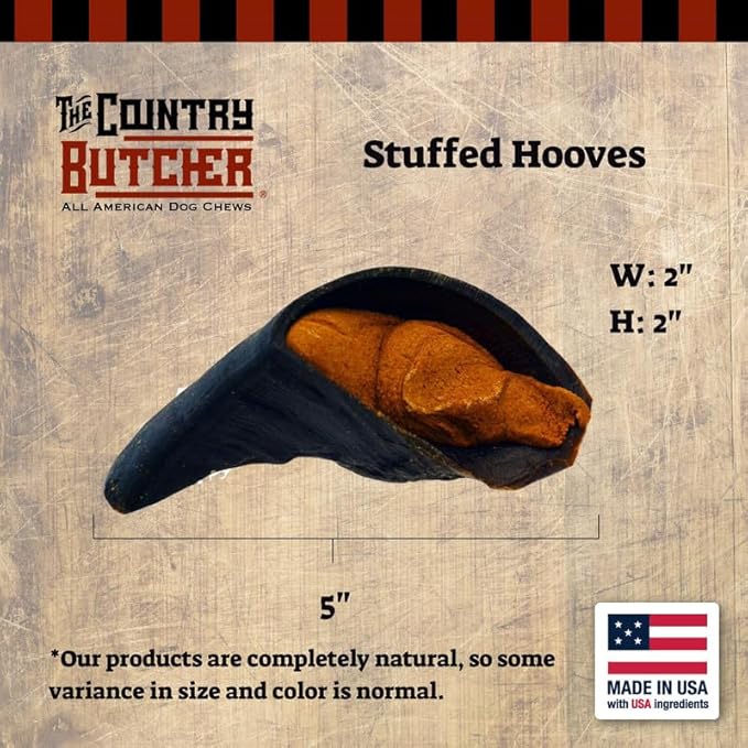 Filled Cow Hooves, Soft to Aggressive Chewers, Small, Medium, and Large Breed Dog Treat, Natural, Tough, Stuffed Chew Toy, Made in The USA, Variety Pack, 10 Count - Rawhide Free