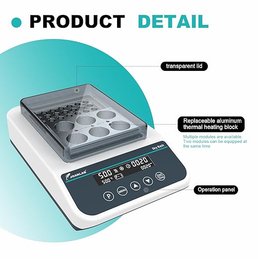 JOANLAB Double Position Dry Bath Incubator,with 0.2mlx96, 1.5mlx35 Aluminium Heating Block,Programmable Digital Lab Dry Bath Heater w/Timer Control