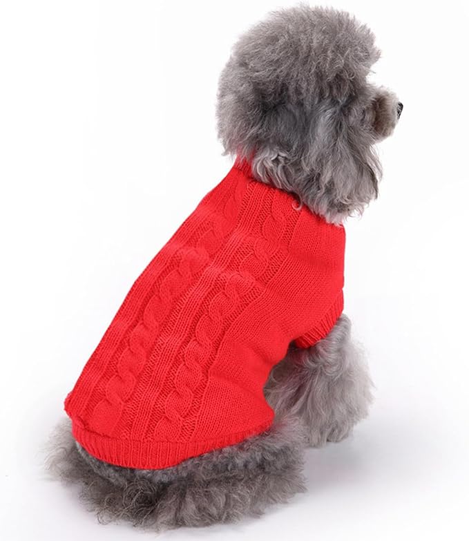 CHBORCHICEN Small Dog Sweaters Knitted Pet Cat Warm Dog Sweatshirt Winter Clothes Kitten Puppy Sweater (Small,Red)