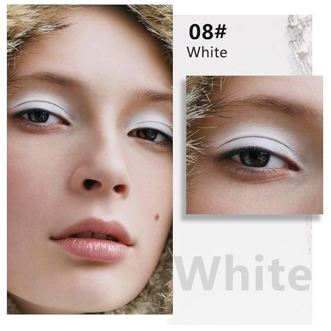 evpct Matte White Eyeshadow Singles, White Matte Cream Powder Eye Shadow Palette Makeup for Older Women, High Pigment Waterproof Monochrome Mini Eyeshadow Palette, sombra de ojos
