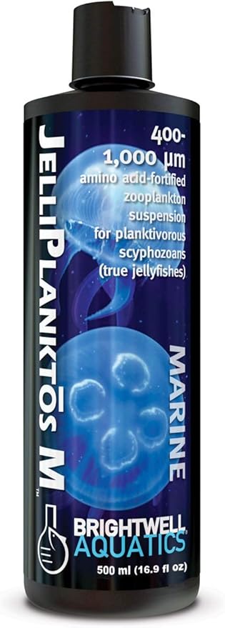Brightwell Aquatics Jelliplanktos M - Zooplankton Feeding Suspension for Jellyfish, Amino Acid Fortified, 400-1000 Micrometer Size, 500 ml