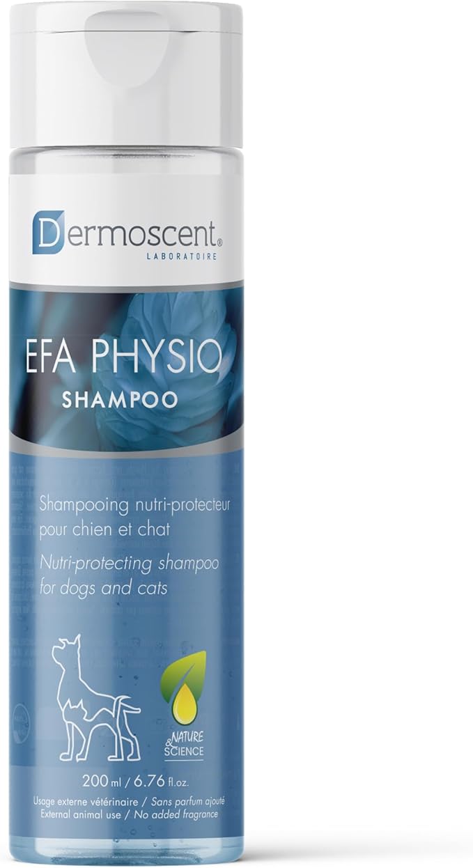 Dermoscent EFA Physio Shampoo for Dogs & Cats - Gentle Natural Ingredients for Frequent Bathing Allergies & Itchy Skin Relief - Soothes Dermatitis & Atopic Skin - 200 ml