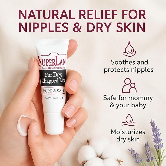 Organic Lanolin Lip Balm - Lip Repair for Hot/Dry Weather - Natural Lanolin Nipple Cream - Lip Moisturizer for cracked lips - Hydrating lip care - Ultra pure jojoba oil - Kosher chap stick (0.35 Oz)