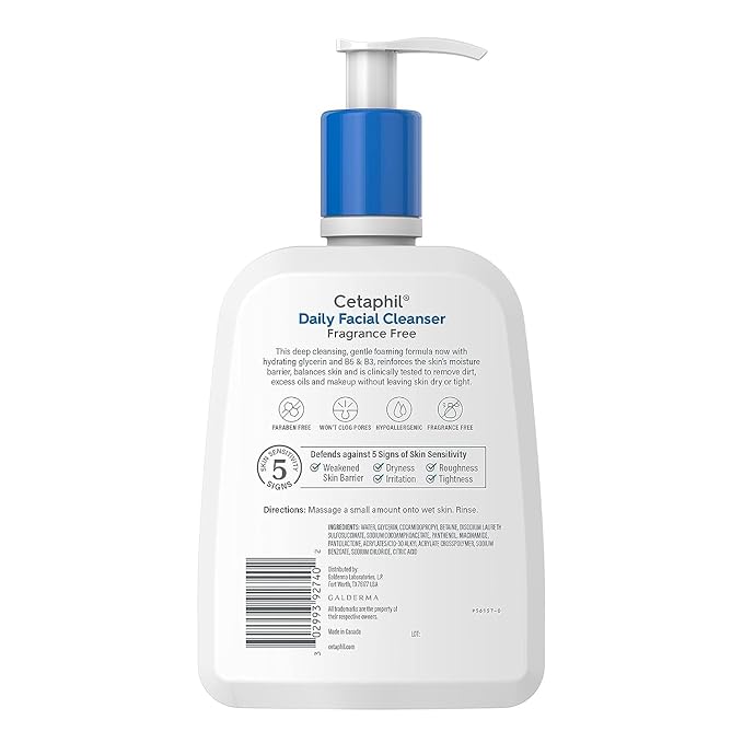 Cetaphil Face Wash, Daily Facial Cleanser for Sensitive, Combination to Oily Skin, NEW 16 oz 2 Pack, Gentle Foaming, Soap Free, Hypoallergenic