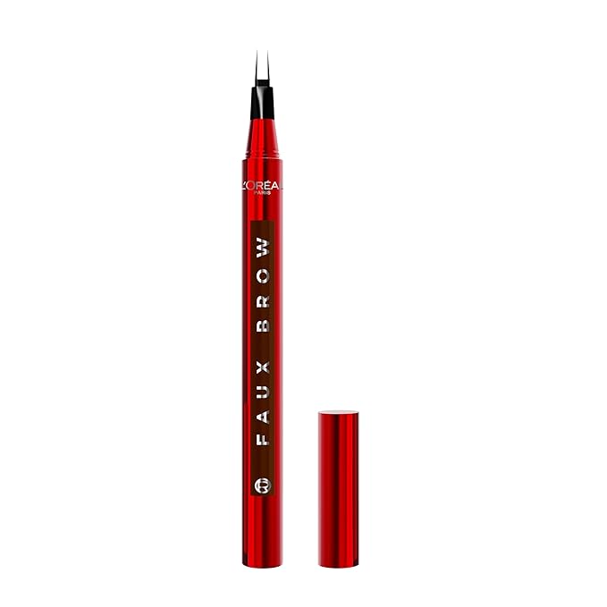L'Oreal Paris Faux Brow, Hair-Like, Filling Eyebrow Pen with Double-Brush Tip, Fast & Precise Eyebrow Makeup, Brunette, 0.04 Fl Oz