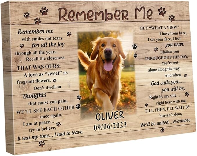 S101615 Dog Memorial Landscape Canvas, Remember Me Gift for Dog Lovers Dad, Personalized Memorial With Picture Name Date