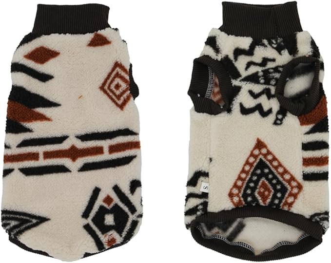 Sphynx Cat Clothes,Boho Style Cat Clothes for Fall Winter, 2-Legged Fleece Lined Warm Shirt, Soft Plush Sweater for Hairless Cats Devon Rex (Beige, Large (5-6.5 lbs))