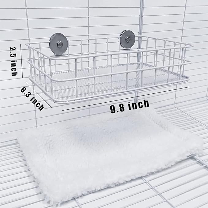 Rat Cage Platform, All-Metal Basket Chew-Proof Design, Chinchilla Toys and Cage Accessories Ledge Ramp fit Ferret, Guinea Pig, Sugar Glider
